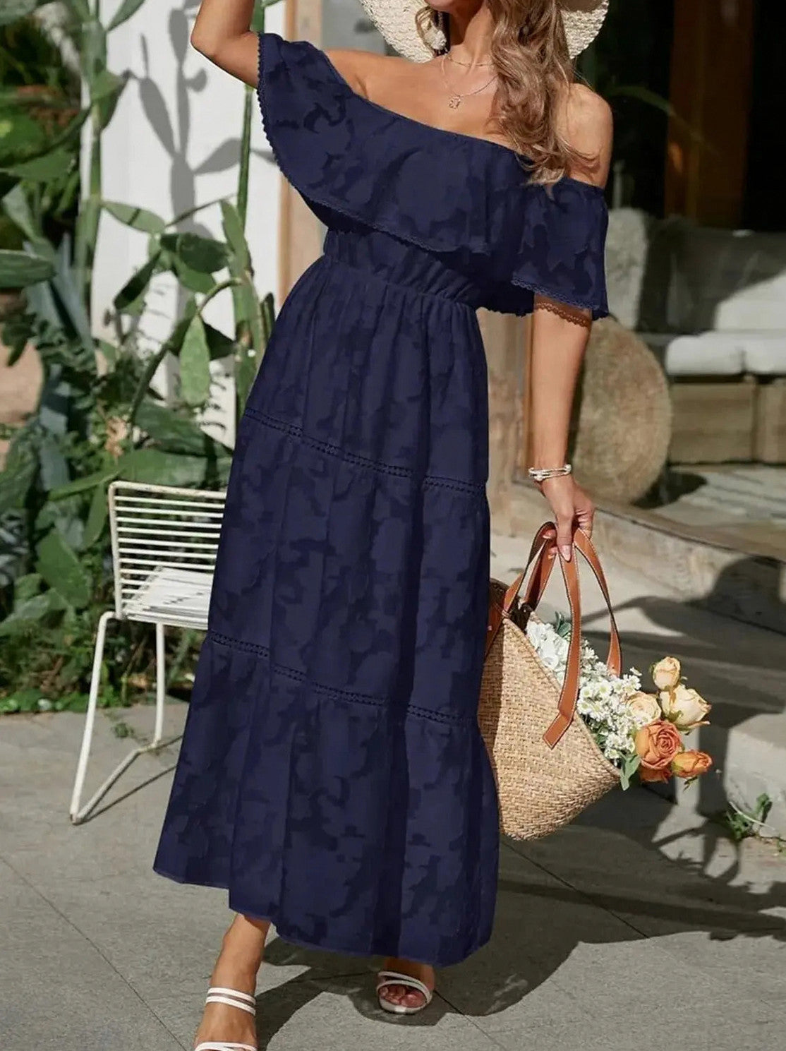 Off Shoulder Tiered Maxi Dress