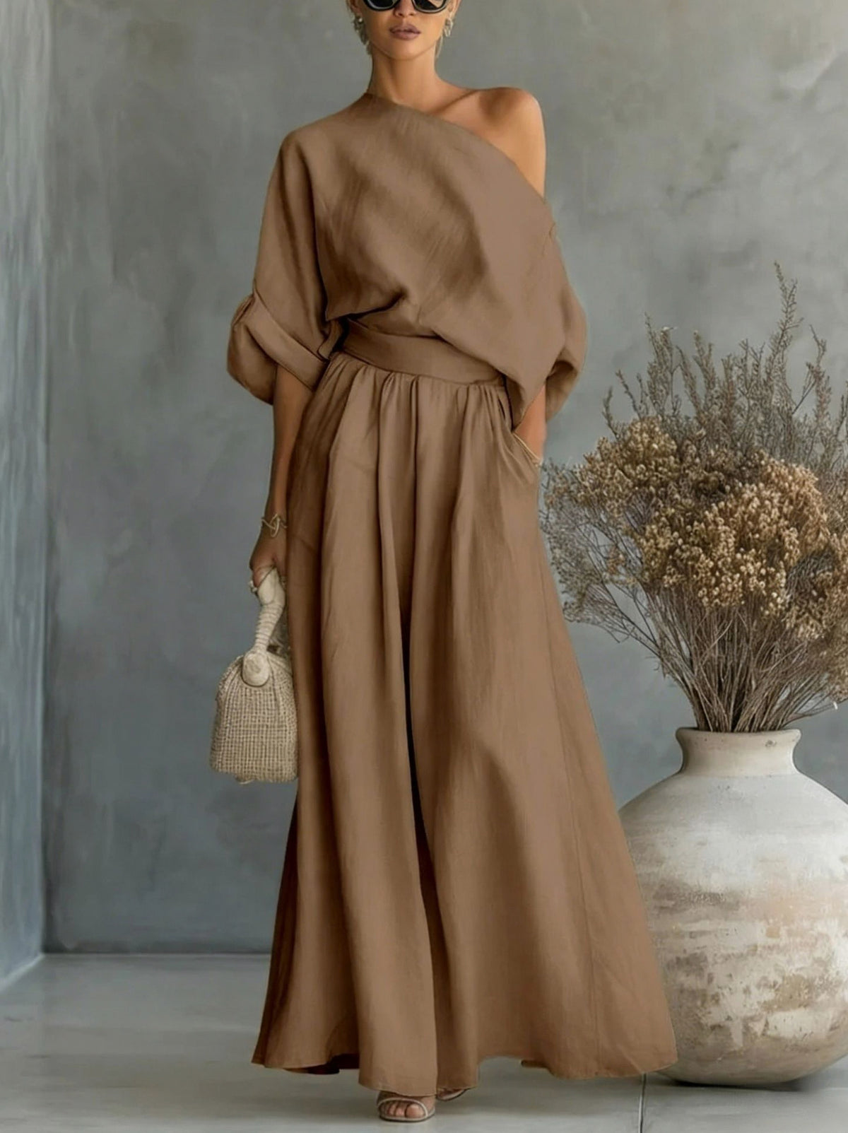 Off Shoulder Wide Leg Set