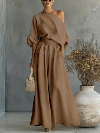 Off Shoulder Wide Leg Set