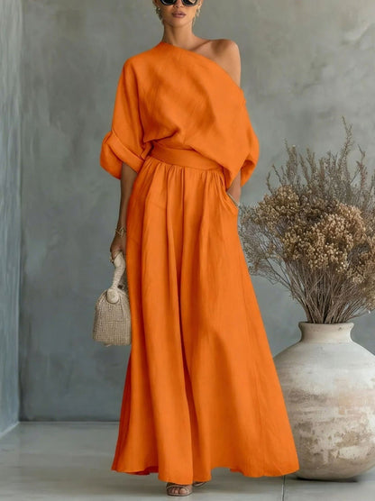 Off Shoulder Wide Leg Set