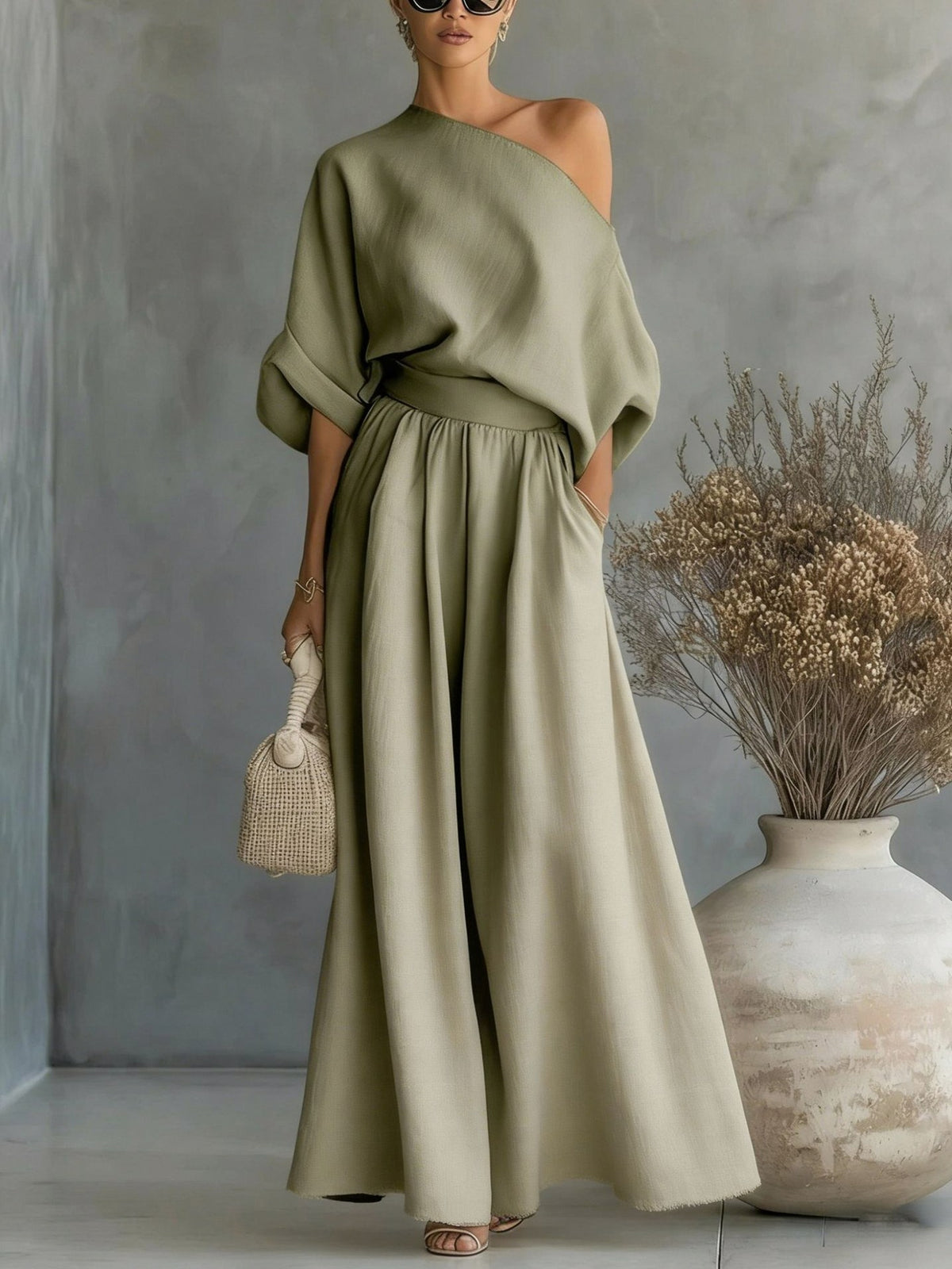Off Shoulder Wide Leg Set