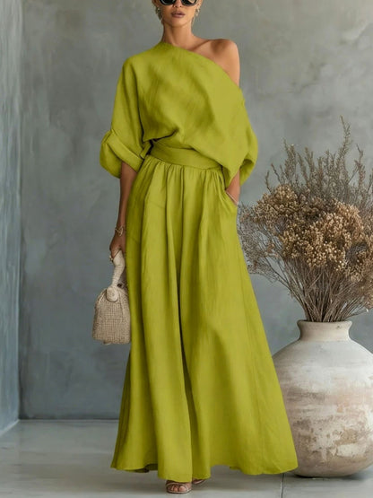 Off Shoulder Wide Leg Set