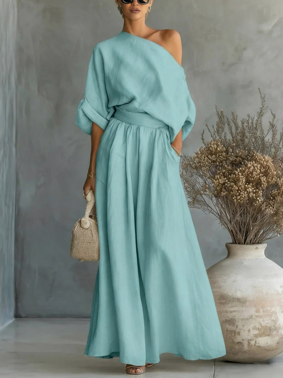Off Shoulder Wide Leg Set
