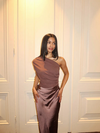 One Shoulder Ruched Maxi Dress