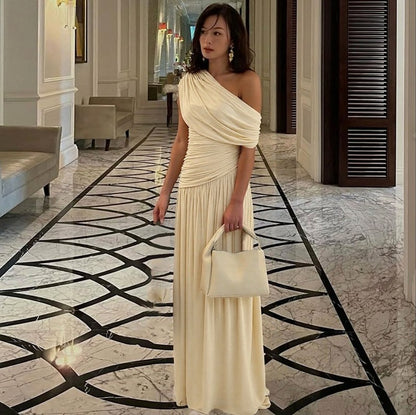 One Shoulder Ruched Maxi Dress