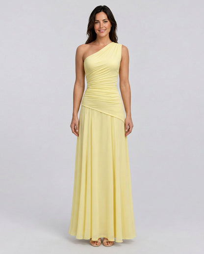 One Shoulder Ruched Maxi Dress