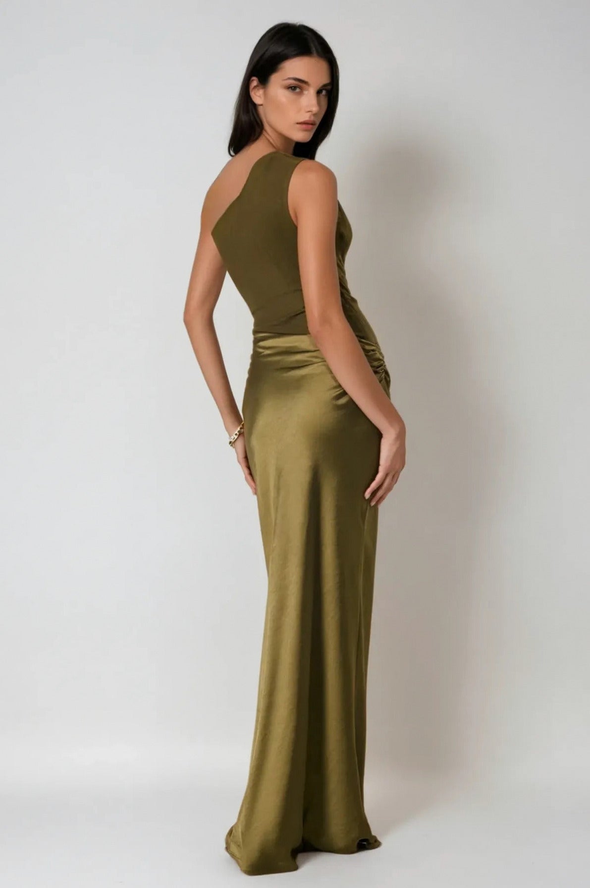 One Shoulder Ruched Maxi Dress