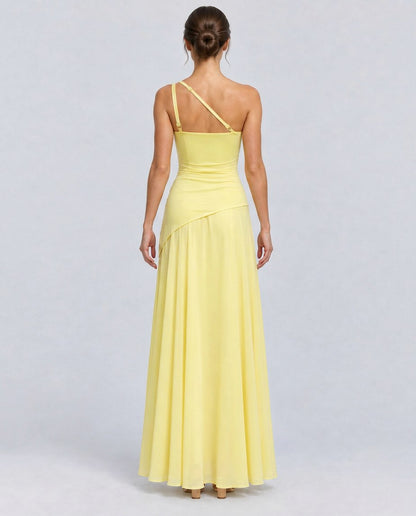 One Shoulder Ruched Maxi Dress