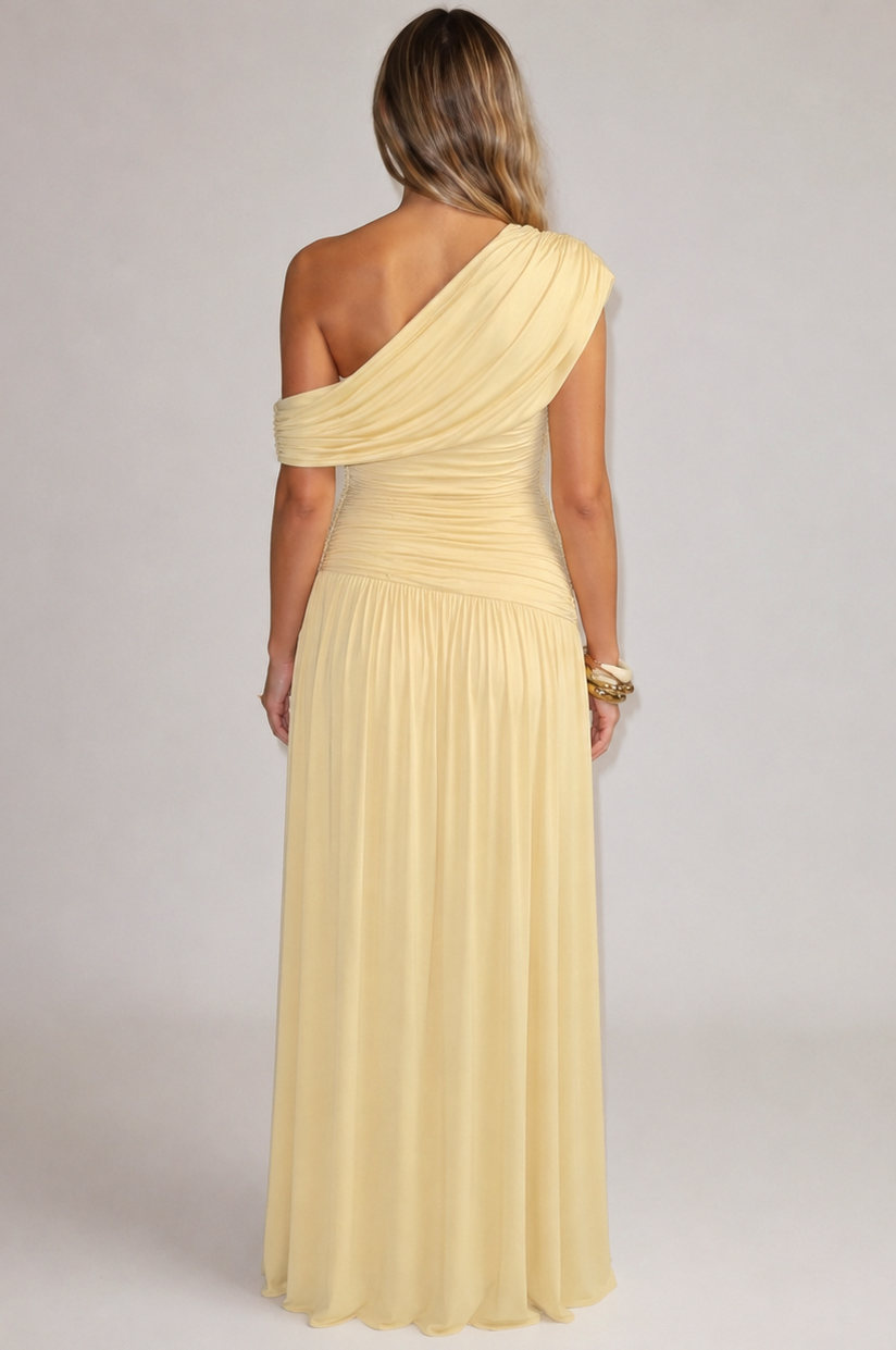 One Shoulder Ruched Maxi Dress