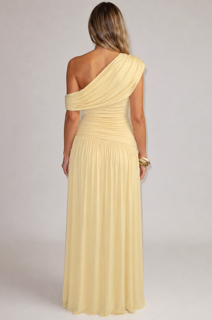 One Shoulder Ruched Maxi Dress