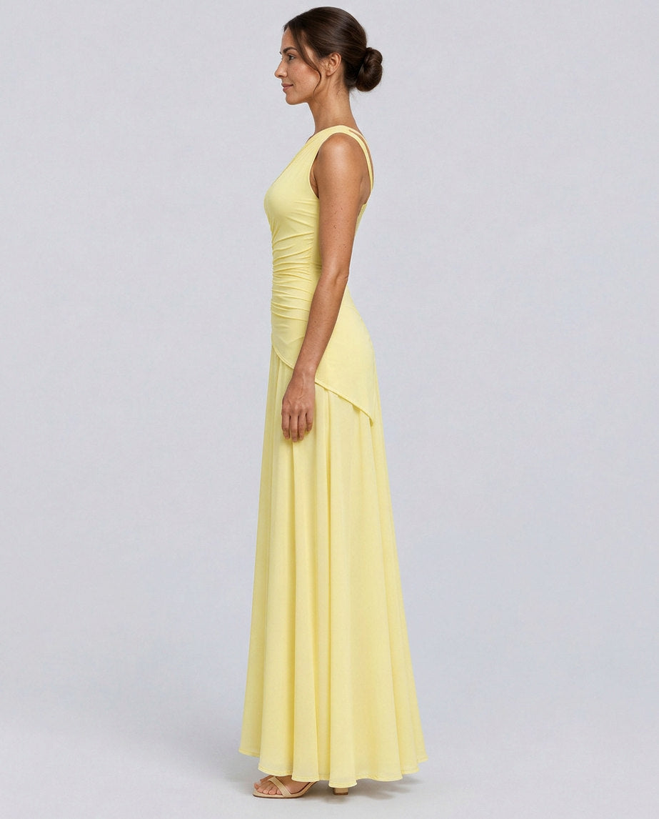 One Shoulder Ruched Maxi Dress