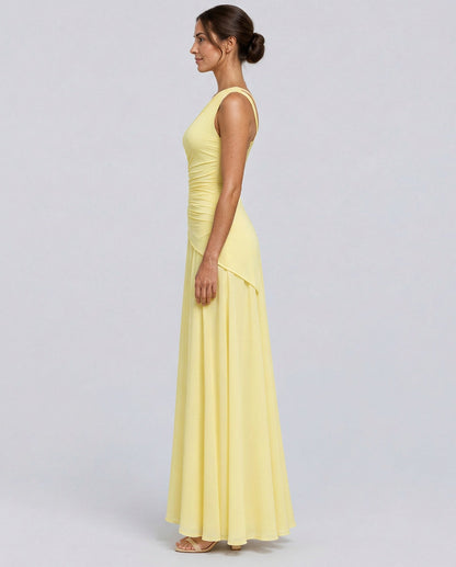 One Shoulder Ruched Maxi Dress