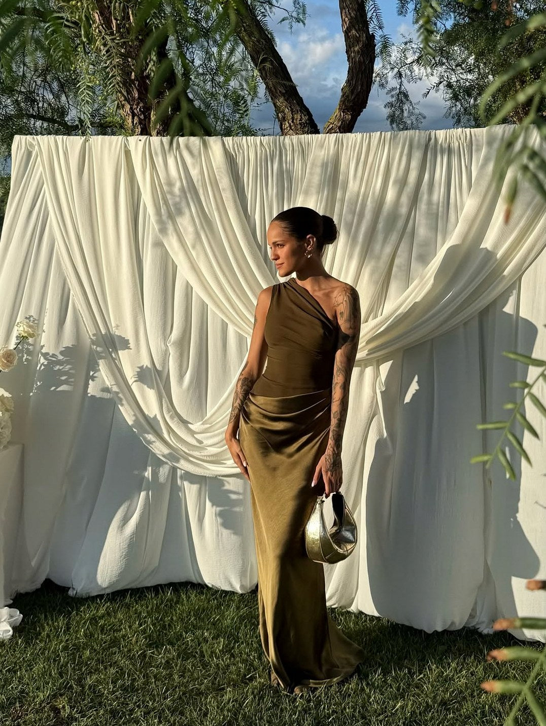 One Shoulder Ruched Maxi Dress