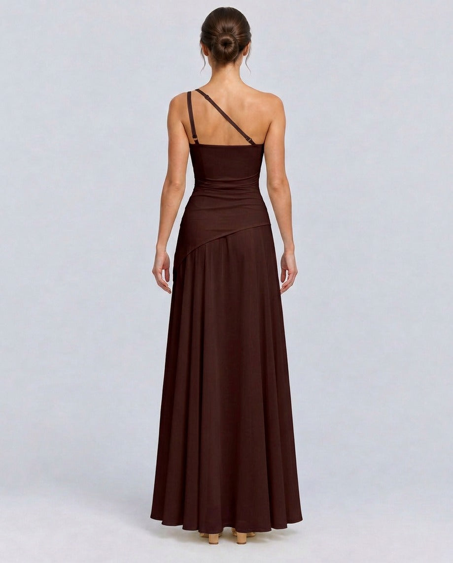 One Shoulder Ruched Maxi Dress