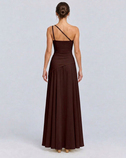 One Shoulder Ruched Maxi Dress