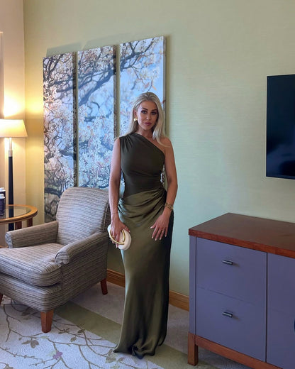 One Shoulder Ruched Maxi Dress