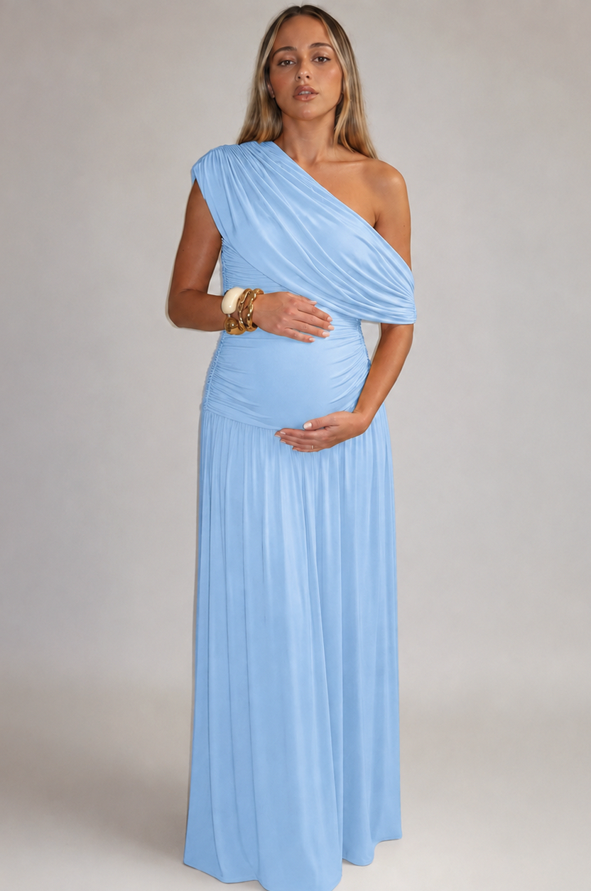 One Shoulder Ruched Maxi Dress