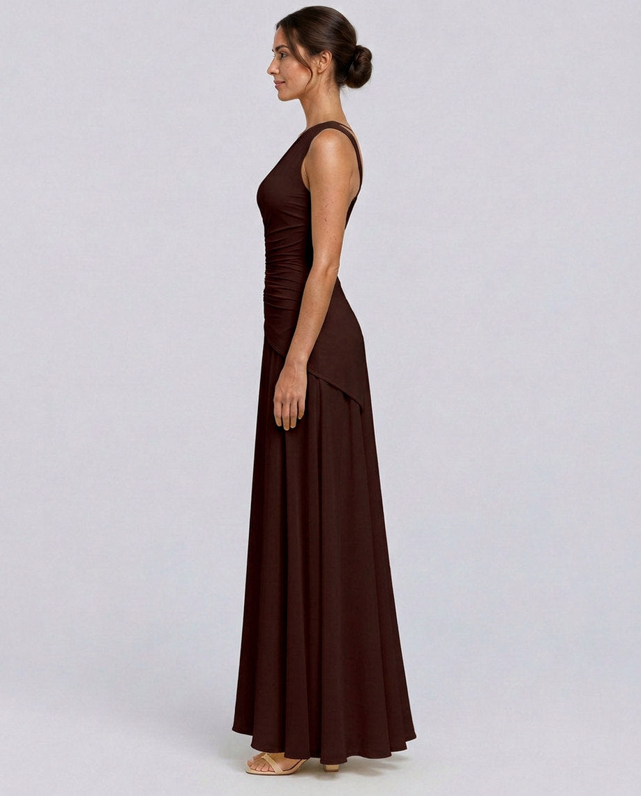 One Shoulder Ruched Maxi Dress
