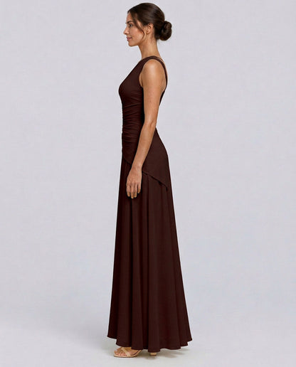 One Shoulder Ruched Maxi Dress