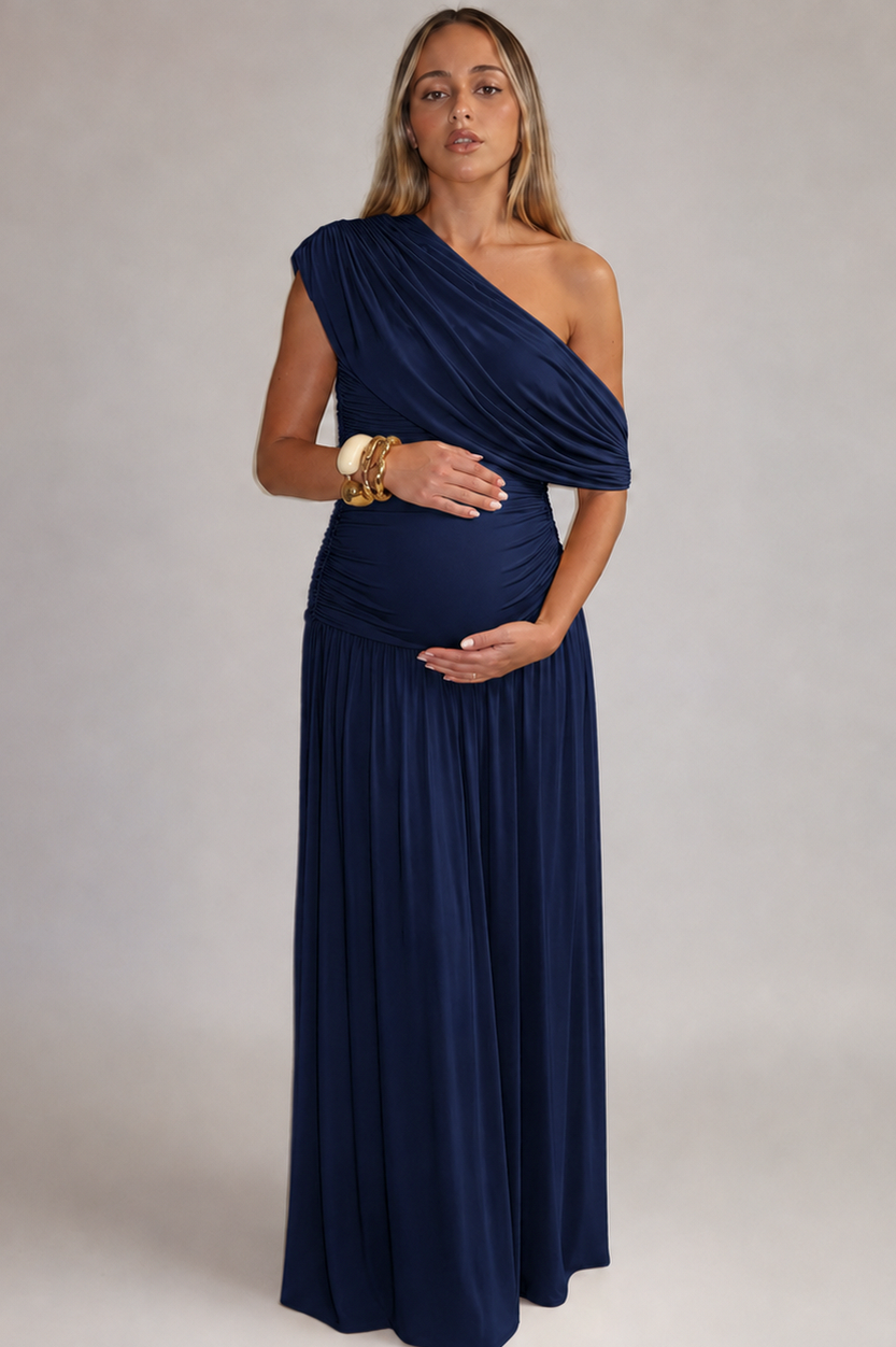 One Shoulder Ruched Maxi Dress