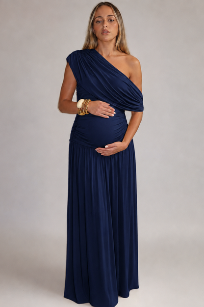 One Shoulder Ruched Maxi Dress