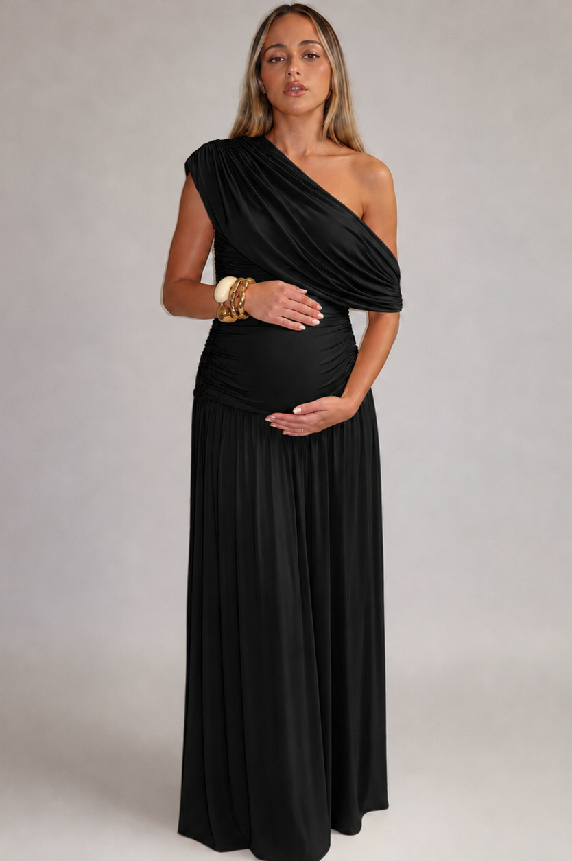 One Shoulder Ruched Maxi Dress