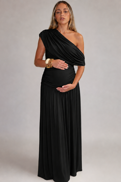 One Shoulder Ruched Maxi Dress