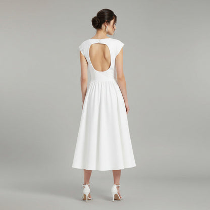 Pleated Cap Sleeve Midi Dress