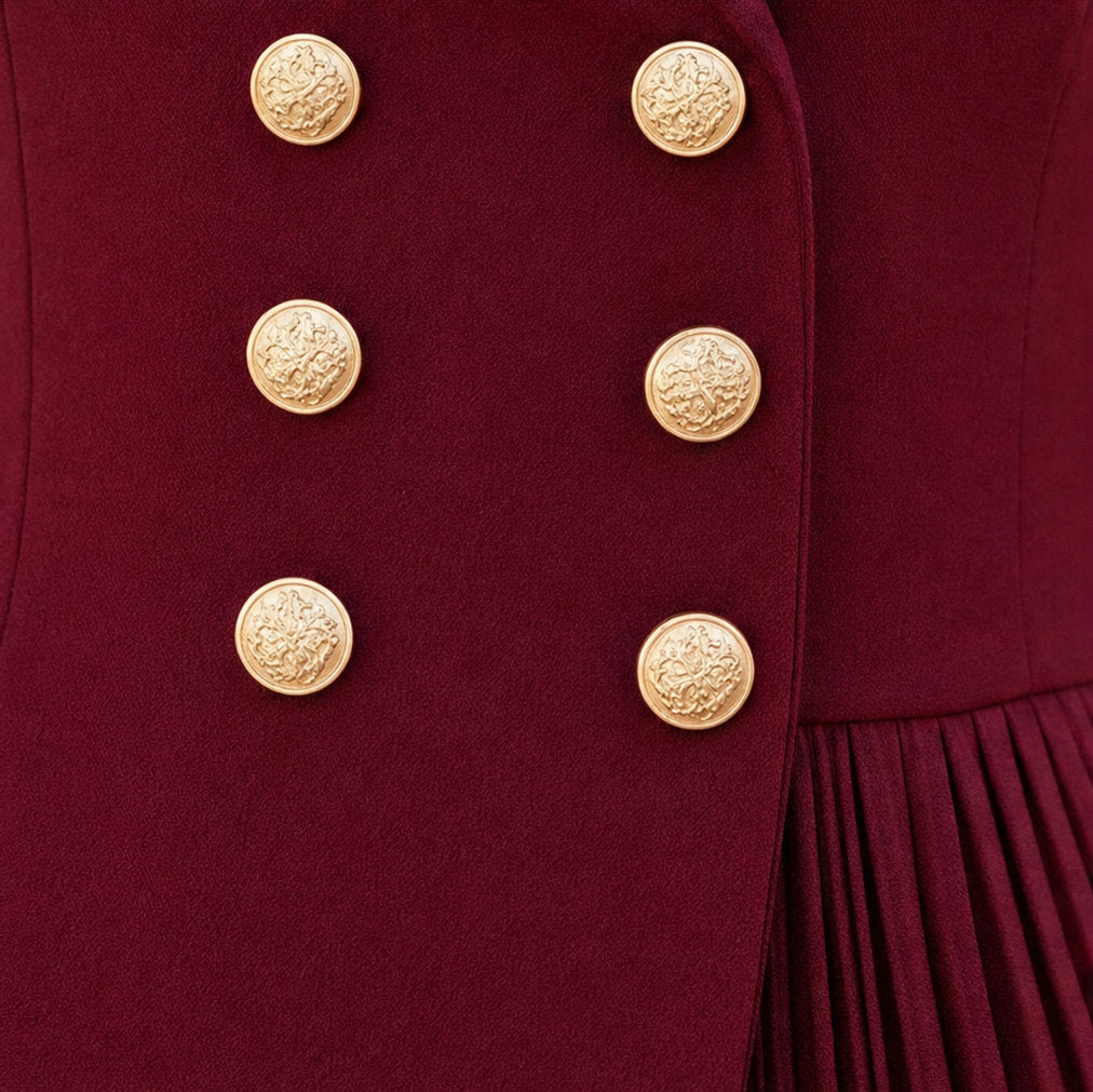 3/4 Sleeve Pleated Hem Midi Blazer Dress
