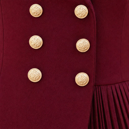 3/4 Sleeve Pleated Hem Midi Blazer Dress