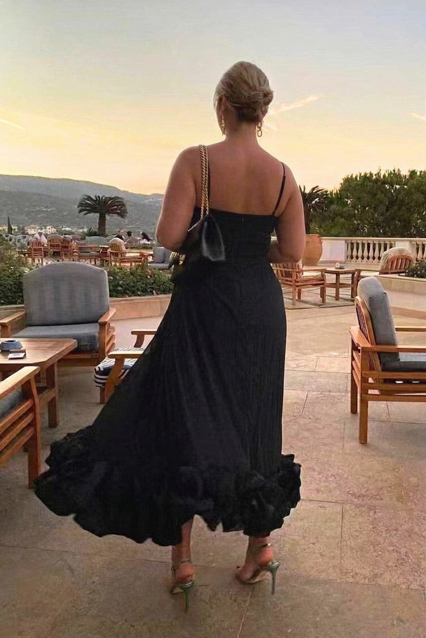 Poplin Scoop Neck Tiered Midi Dress