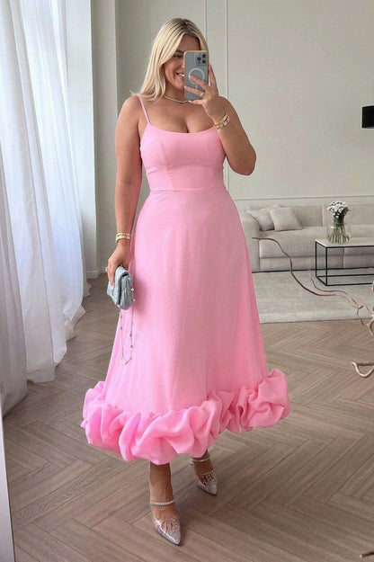 Poplin Scoop Neck Tiered Midi Dress