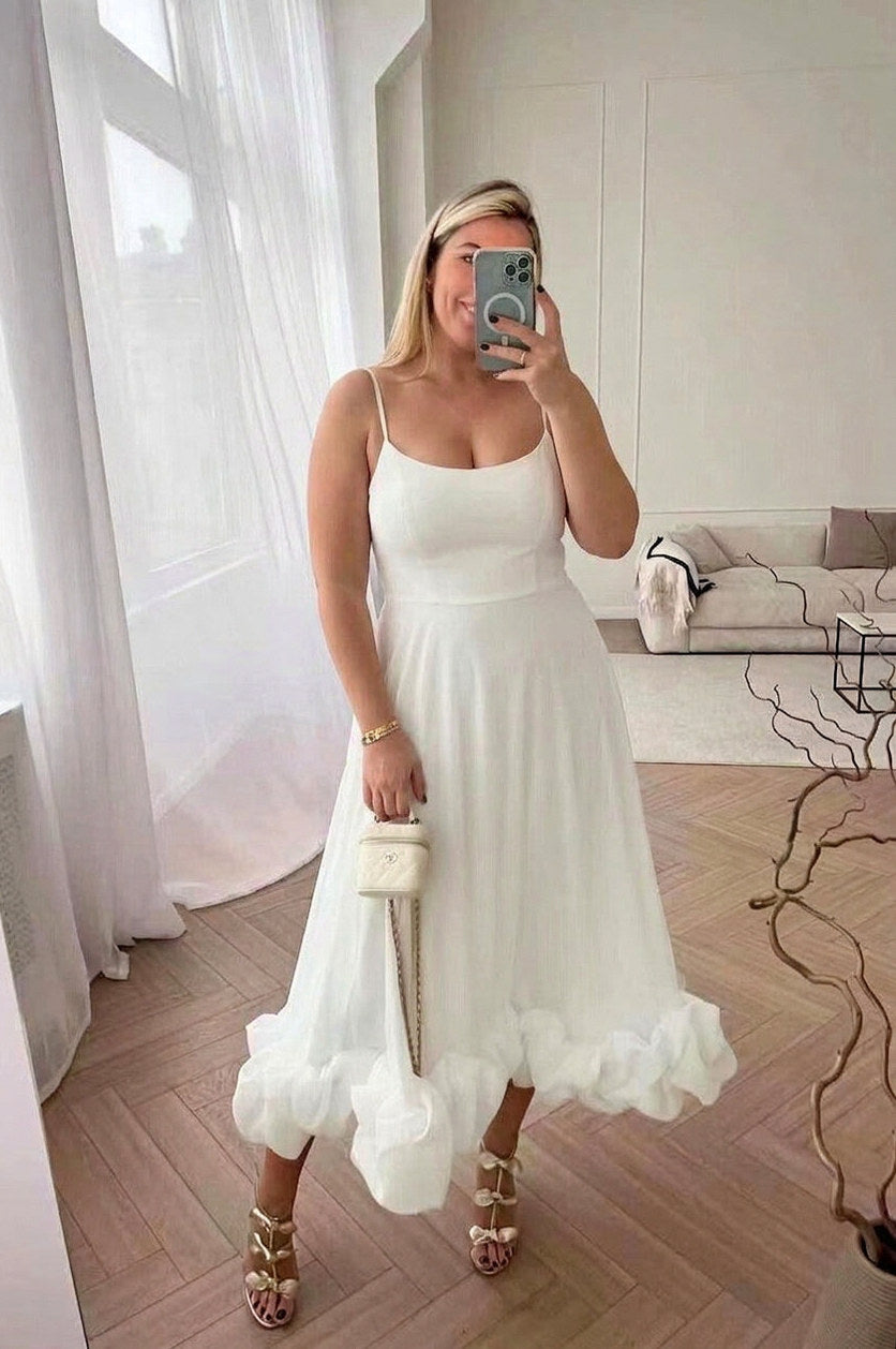 Poplin Scoop Neck Tiered Midi Dress