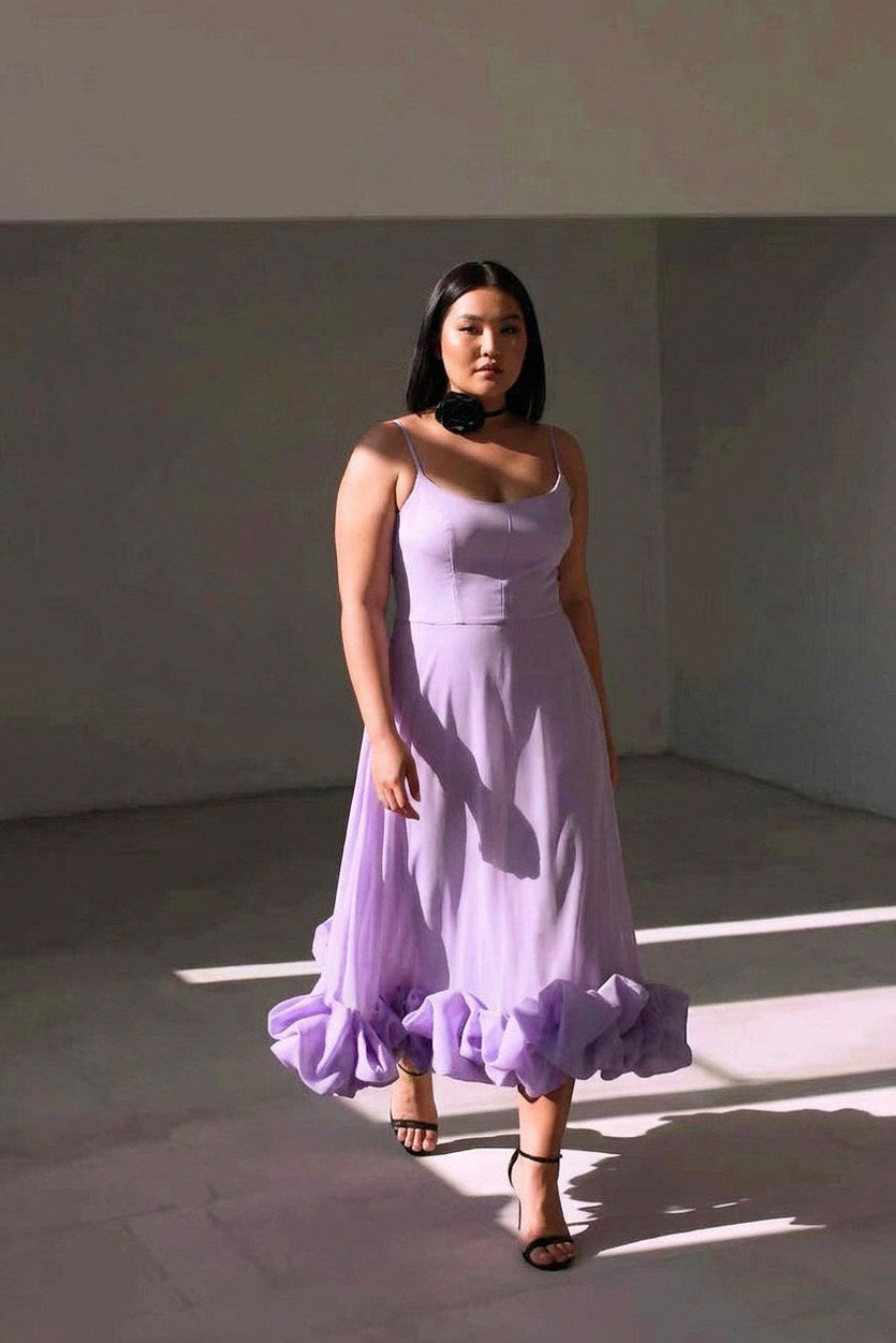 Poplin Scoop Neck Tiered Midi Dress