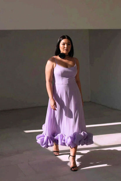 Poplin Scoop Neck Tiered Midi Dress