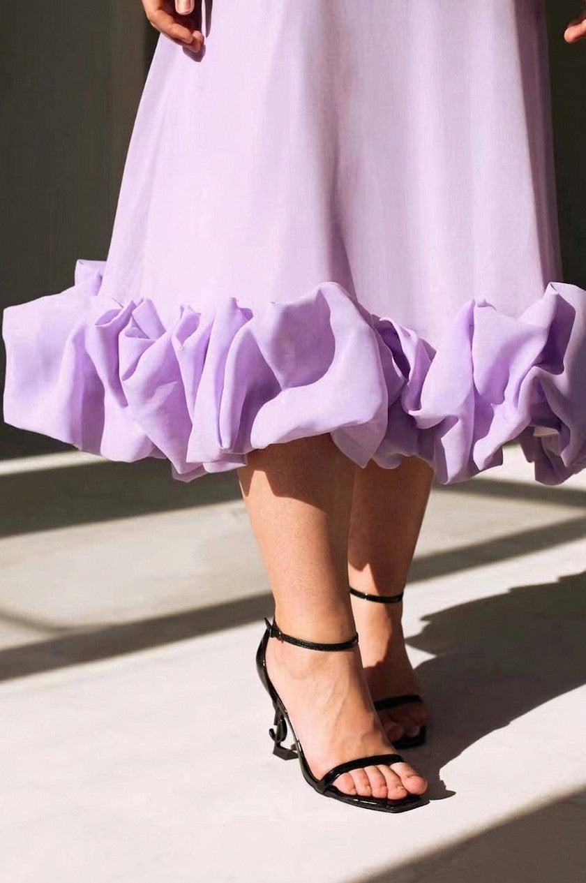 Poplin Scoop Neck Tiered Midi Dress