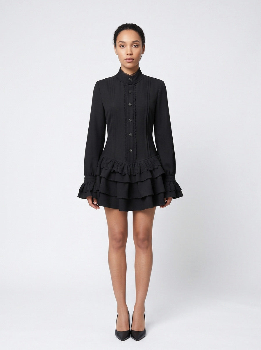 Poplin Tiered Ruffle Mini Dress