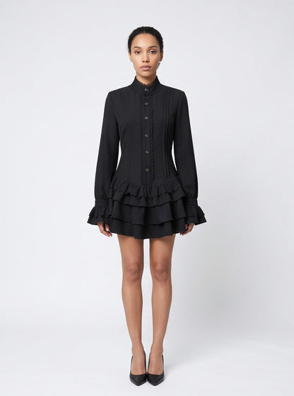 Poplin Tiered Ruffle Mini Dress