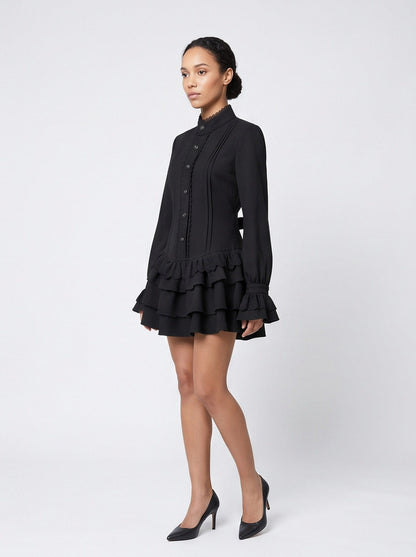Poplin Tiered Ruffle Mini Dress