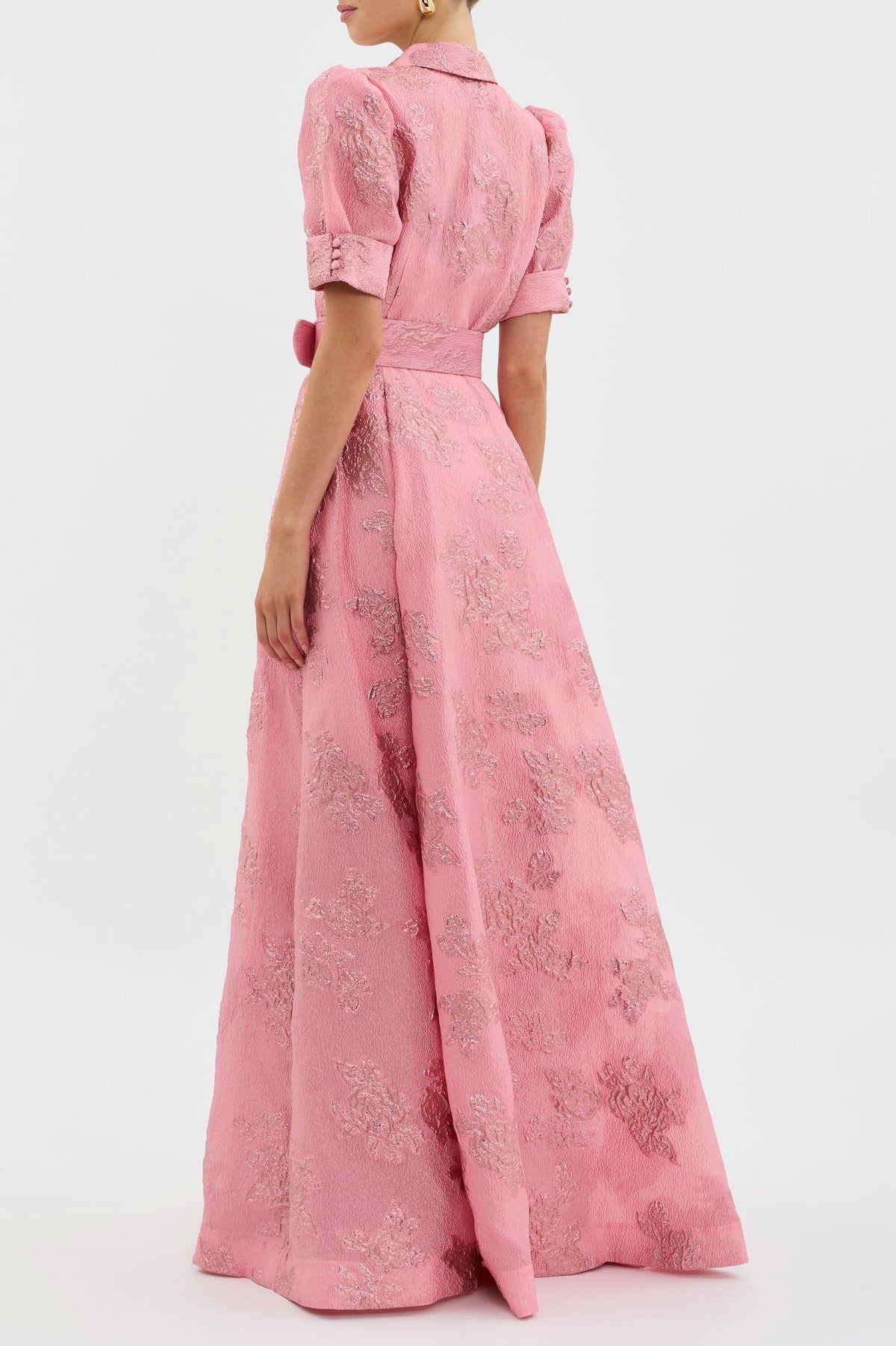 Puff Sleeve Belted Shirt Maxi Dress