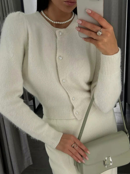 Puff Sleeve Knit Cardigan