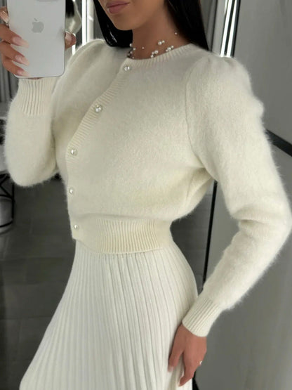 Puff Sleeve Knit Cardigan