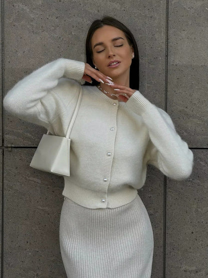 Puff Sleeve Knit Cardigan