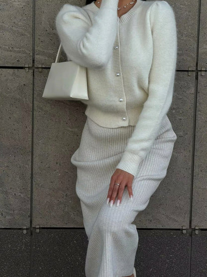 Puff Sleeve Knit Cardigan