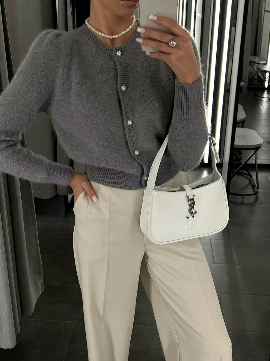Puff Sleeve Knit Cardigan