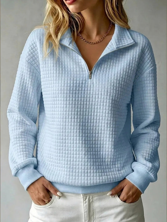 Quilted Quarter Zip Pullover Sweater