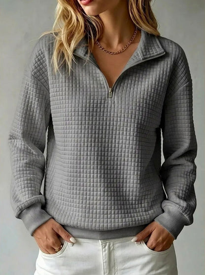 Quilted Quarter Zip Pullover Sweater