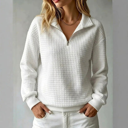 Quilted Quarter Zip Pullover Sweater