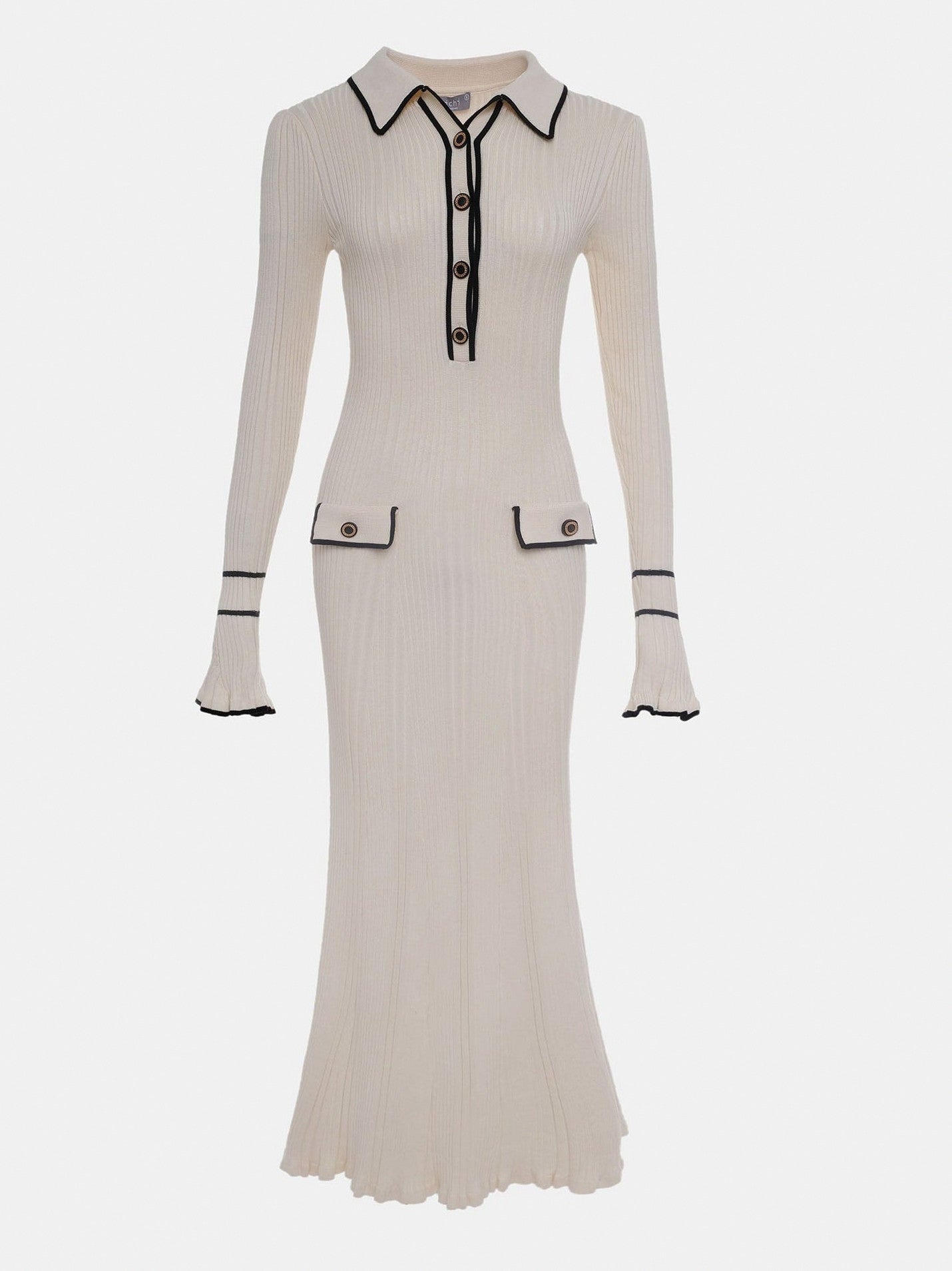 Ribbed Collared Maxi Sweater Dress