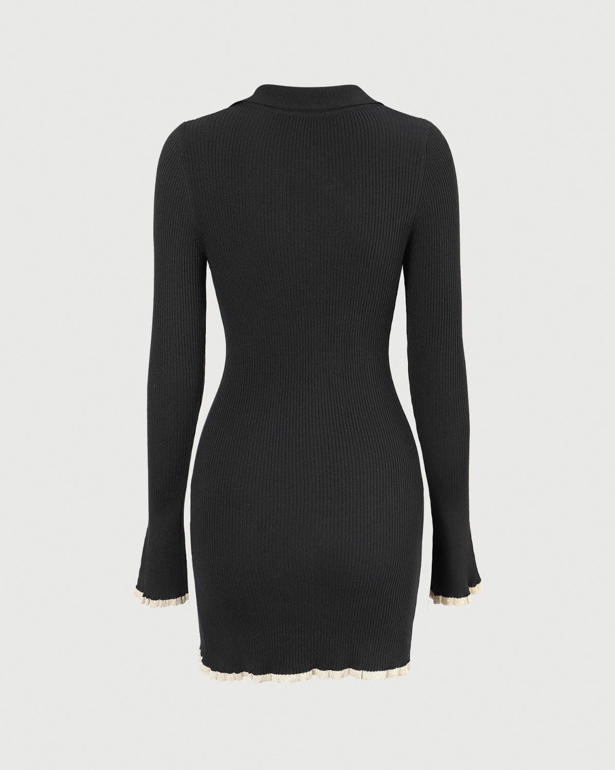 Ribbed Knit Button Mini Dress